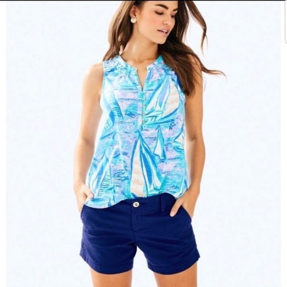 Lilly Pulitzer Tops - Lilly Pulitzer Essie Top Aboat Time